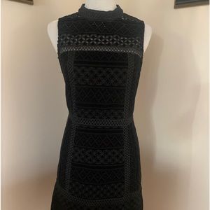 TOPSHOP Womens Junior Girls Black Velour Crochet Lace Party Cocktail Dress Sz 10